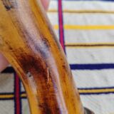 Carved wooden ring holder signed 70s