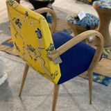 Bridge armchair fabric Charles Burger yellow and blue