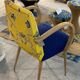 Fauteuil bridge tissu Charles Burger jaune et bleu