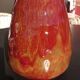 Burgundy enamelled brutalist vase