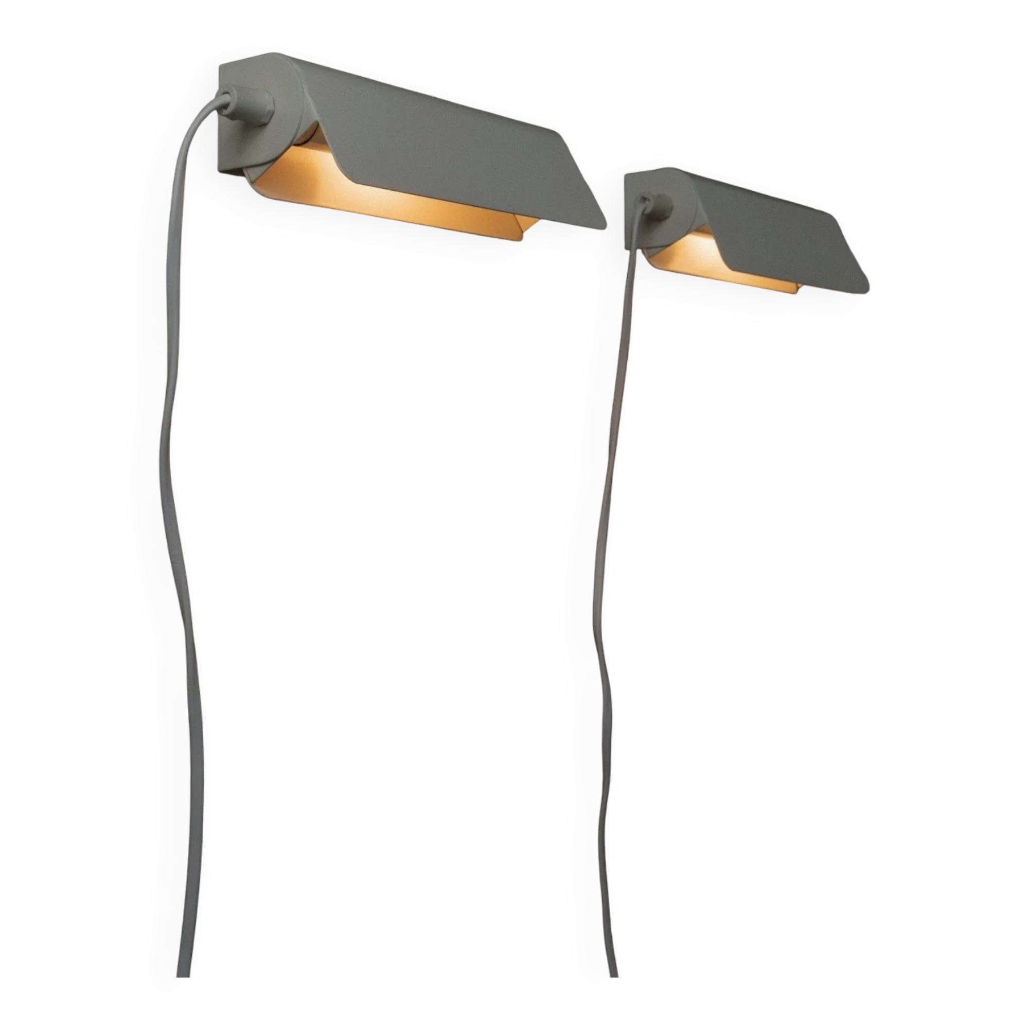 Deux appliques murales en métal blanc Fister par Design Light Danemark (années 1980) – Lampes de lecture minimalistes pivotantes