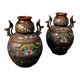 Pair of oriental metal vases from XXth century
