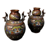 Pair of oriental metal vases from XXth century