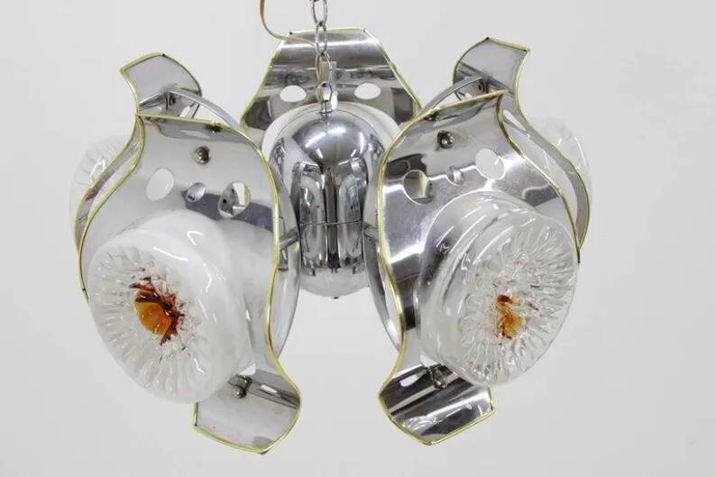 Big Italian Design Murano Mazzega Chandelier, 1970s