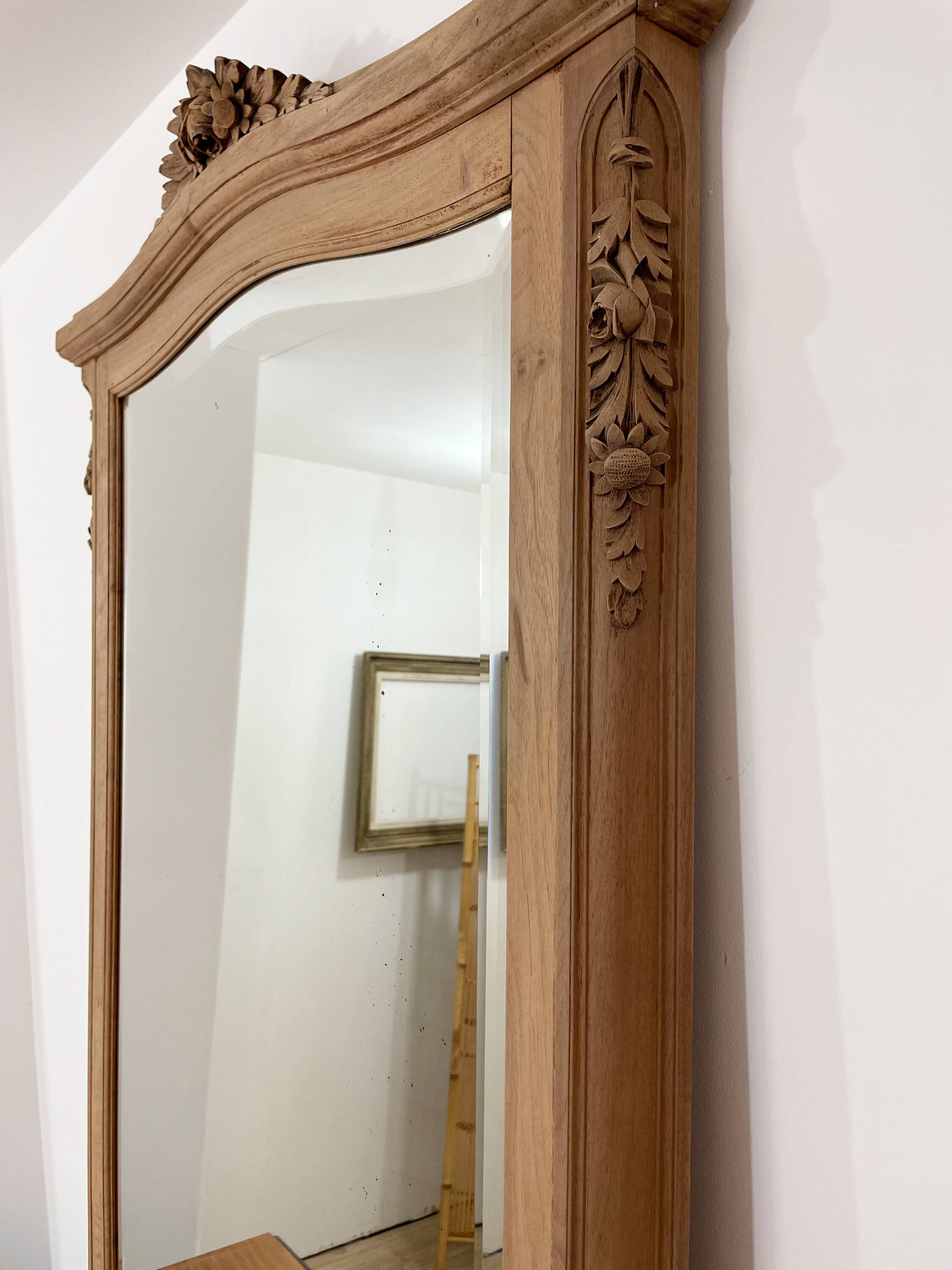 Large antique carved wooden mirror – Louis XV style – 140 x 90 cm