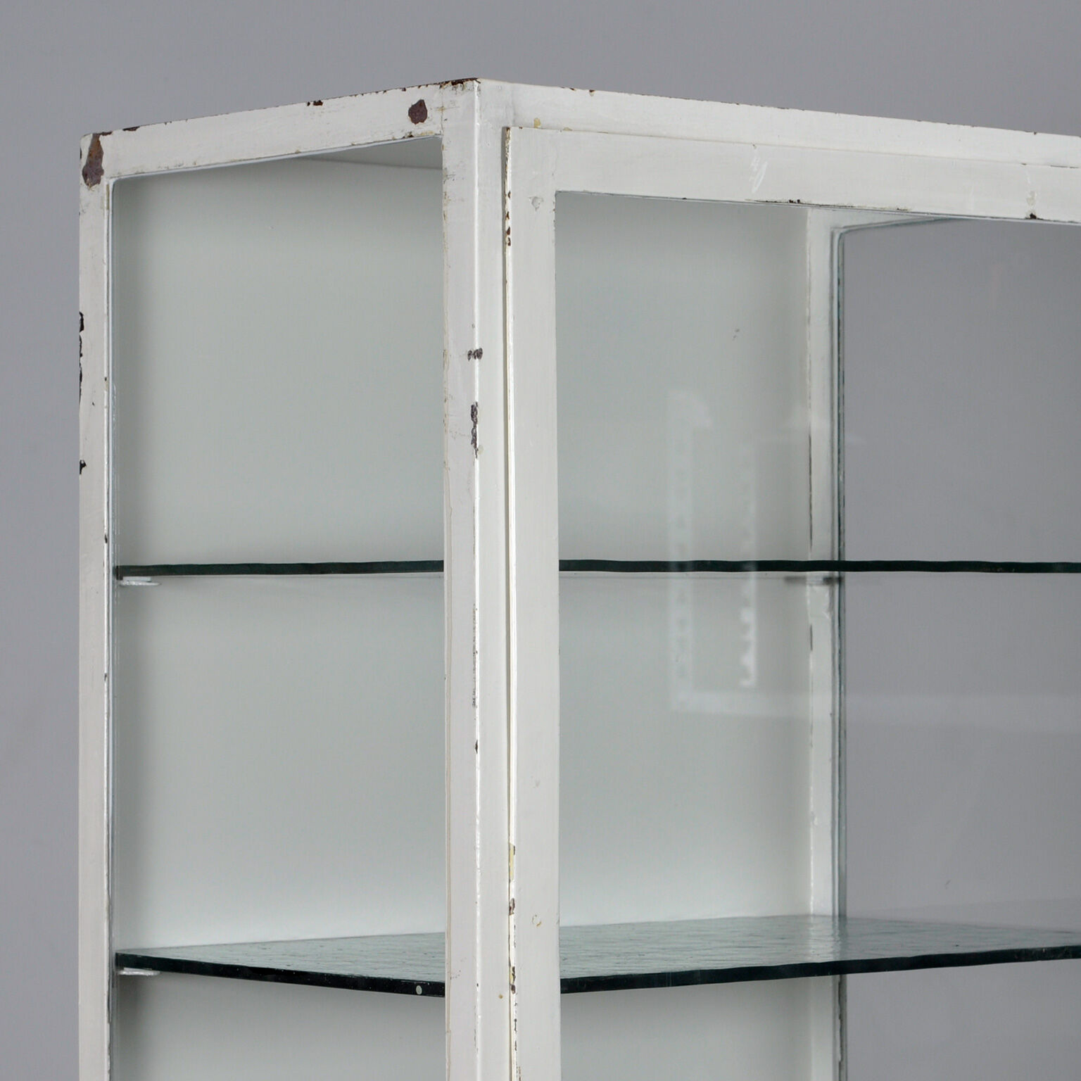 Iron and glass medical display cabinet 1930s