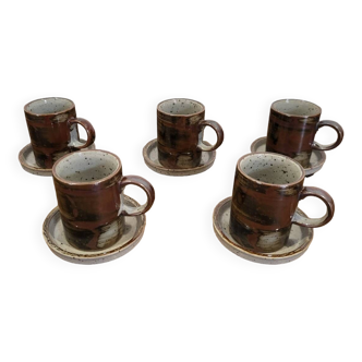 5 glazed stoneware espresso cups