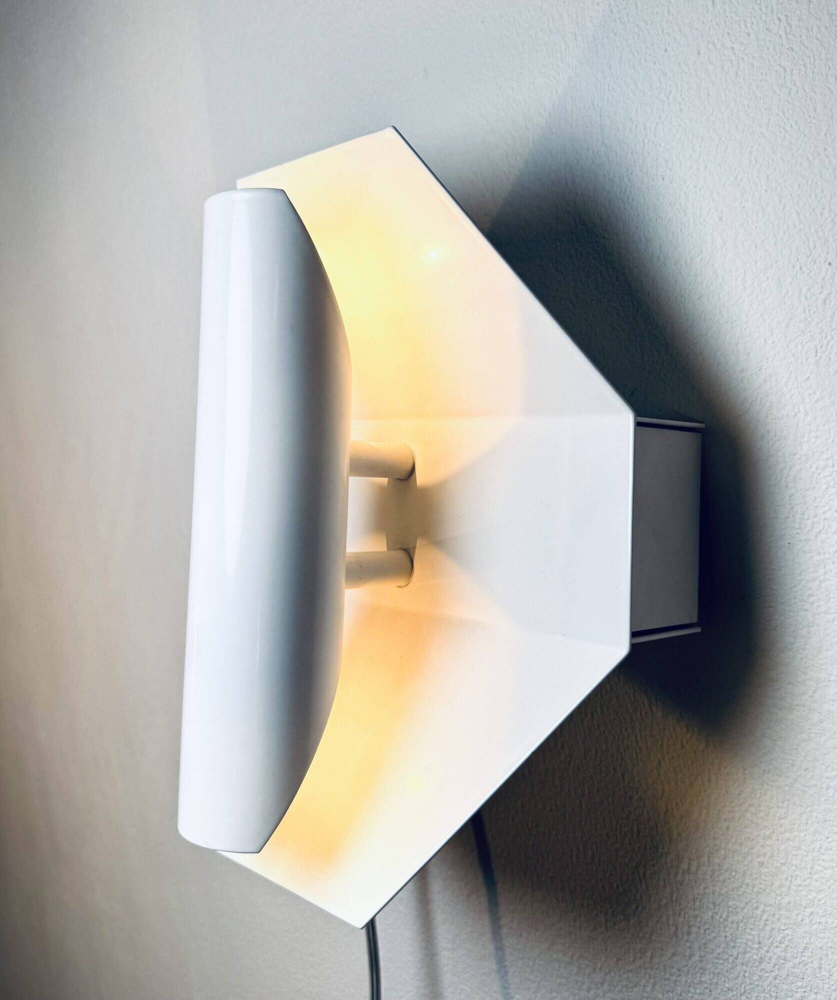 Geometric Sculptural Wall Lamp In White By Dijkstra Lampen, The Netherlands, 1980S