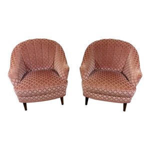 Ensemble de 2 fauteuils - velours rose