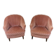 Ensemble de 2 fauteuils club en velours rose années 1950