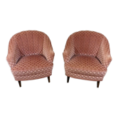 Set of 2 pink velour club chairs 1950’s