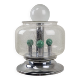 Lampe de table italienne de l'ère spatiale avec verre à bulles effervescent, années 1970