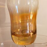 Four iridescent honey blown glass glasses