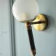 Pair of vintage wall sconces, brass sconce and opaque glass globe, vintage lamp, wall lamp, 50s.