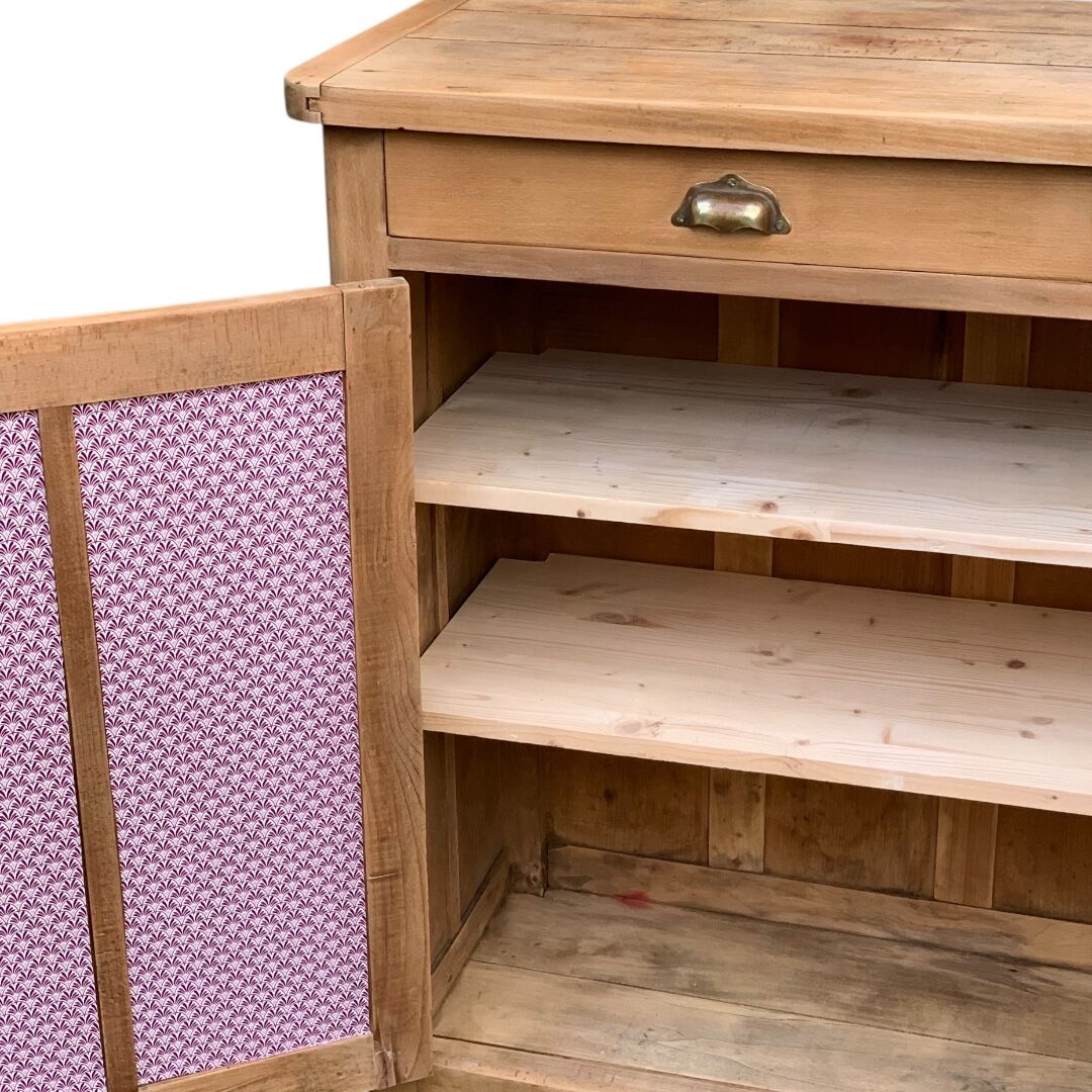 Grand Parisian buffet with billot and butterfly hinges, raw wood, 1930.