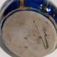 Blue enamelled flamed sandstone vase by Méténier