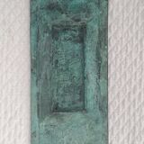 Ancien rare cendrier en bronze - belle patine verte - signé objet rare unique