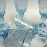 5 glasses with blue Biot stemmed