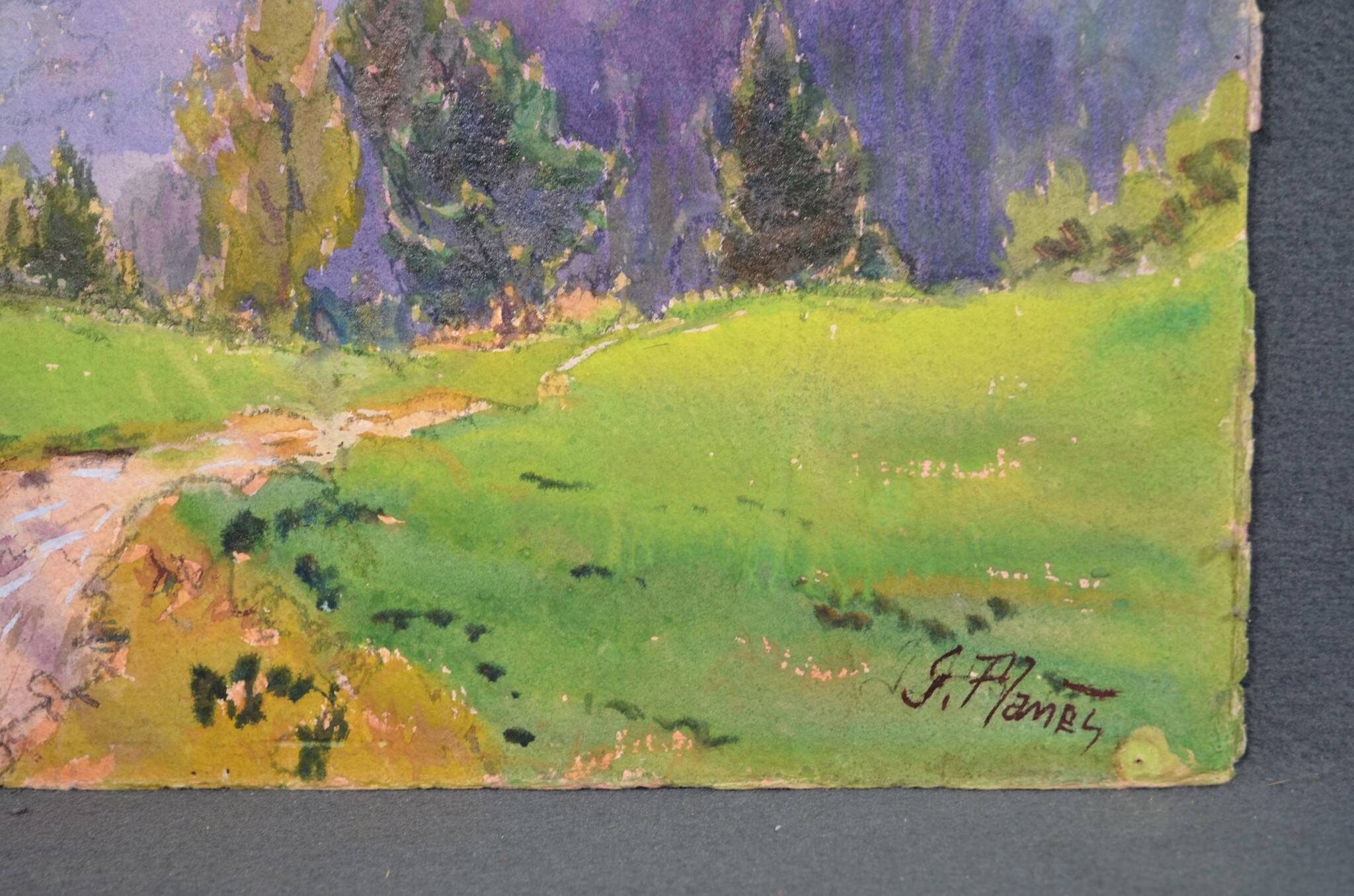 Georges Planes (1897-1977) Valley Landscape, Riverbank (double-sided)