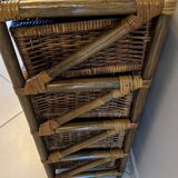Commode vintage en rotin et osier