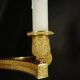 Pair of wall sconces in Restoration style, early 19th century - gilded bronze signed MENE.