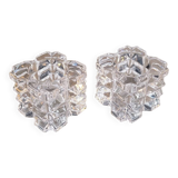 Pair of faceted glass tealight candle holders