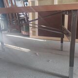 Dining table with extensions in walnut and mahogany and chrome around 1960