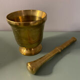 Golden metal mortar and pestle
