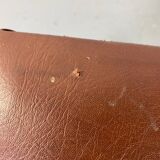 Small stool or footrest in wood and leather