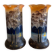 Pair of Art Nouveau painted glass vases