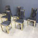 Vintage French brass dining chairs, set of 6 - 1970s
