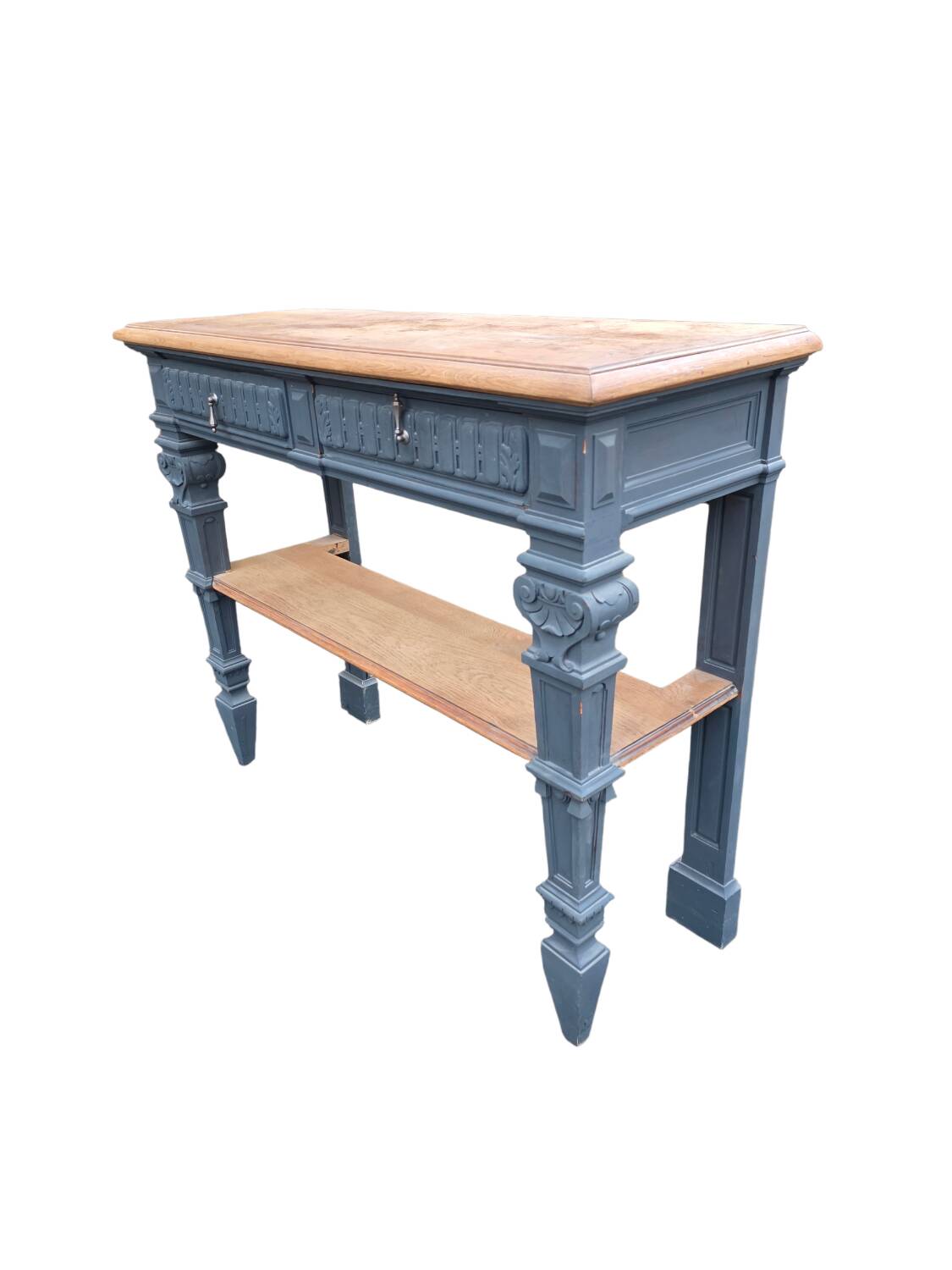 Console in patinated solid oak, late 19th century.