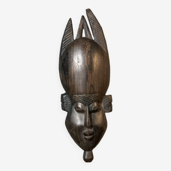 Masque africain 19cm sculpté main statuette tribal bois Baoulé Côte d'Ivoire  Vintage ancien