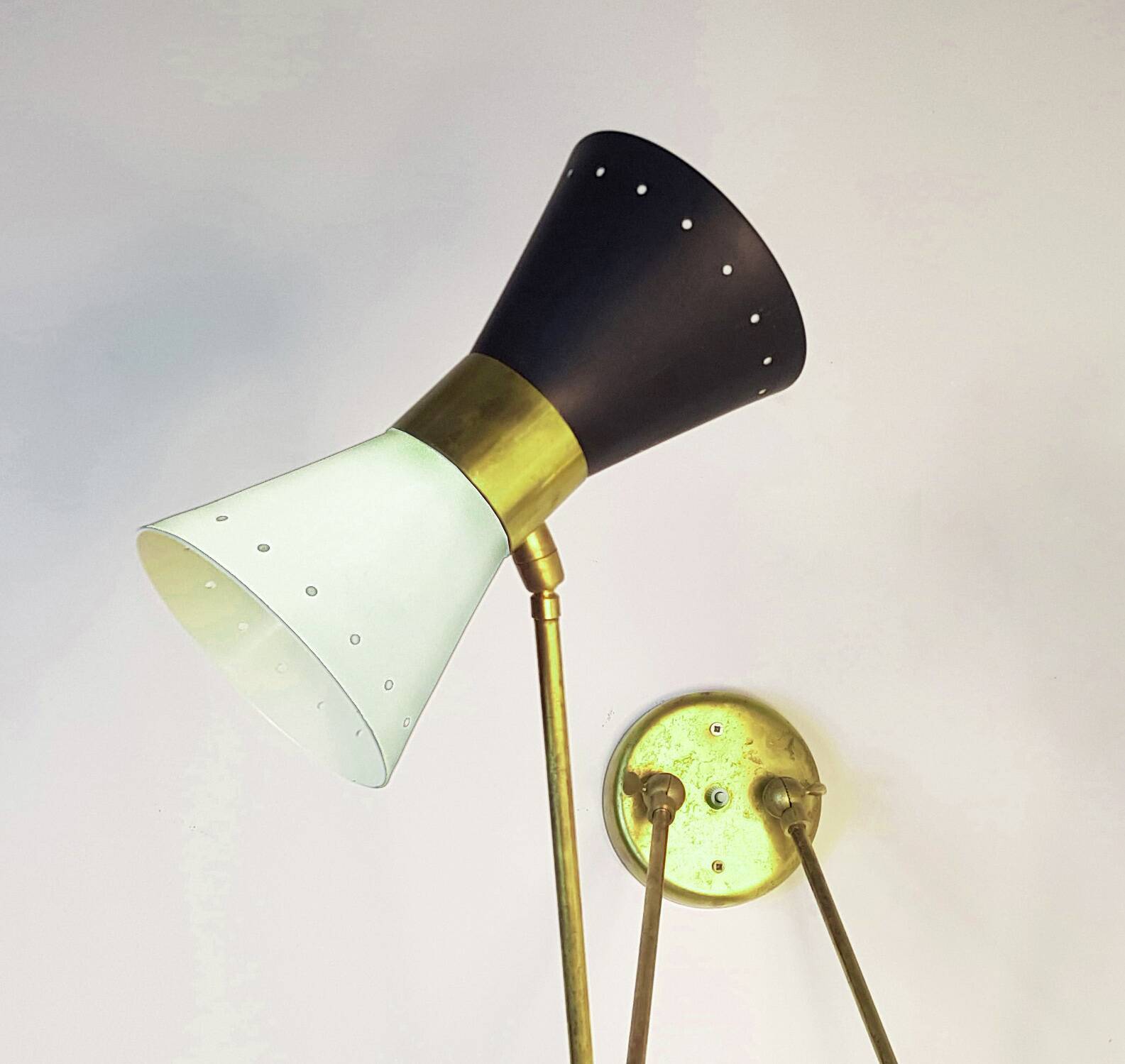 Large double articulated wall lamp design 1950