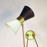 Large double articulated wall lamp design 1950