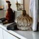 Vintage amber glass pendant light