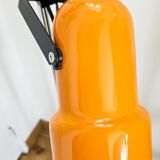 Vintage 1970s floor lamp with 2 spots, chrome, orange and black.