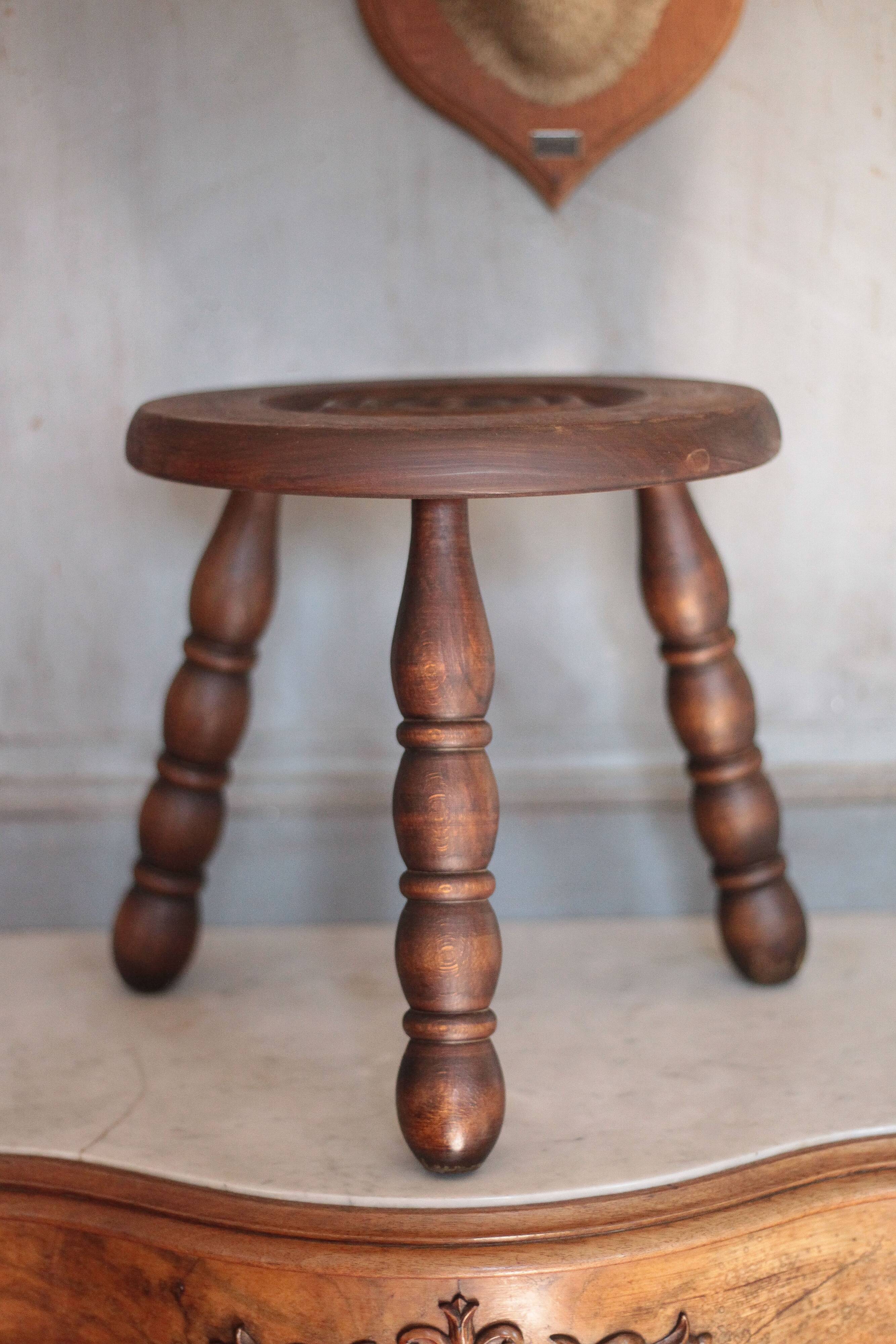 Vintage stool, tripod stool, occasional stool, wooden plant stand,