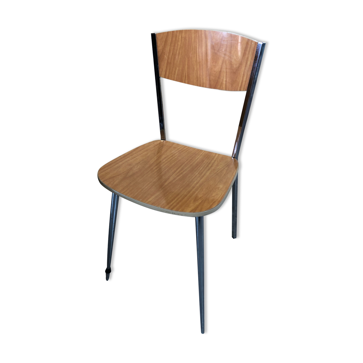 Chair feet compass metal chrome in formica brown 70