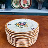 Set of 12 Longchamp dessert plates, Mistral decor