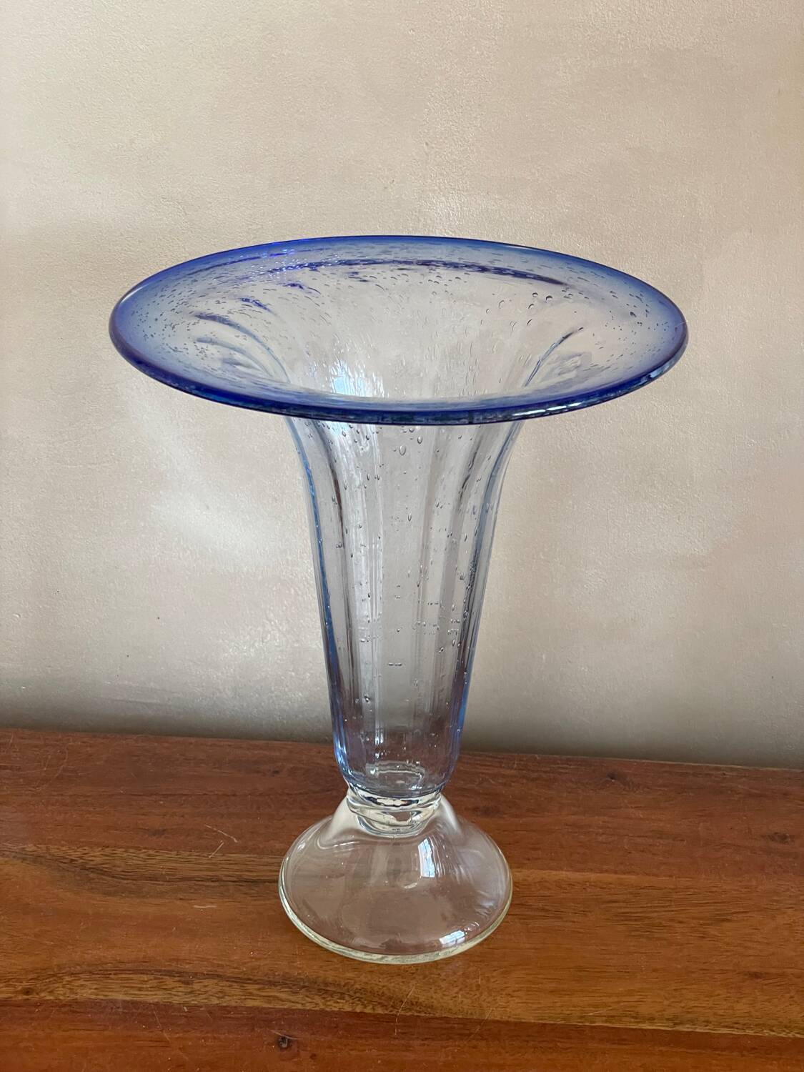 Bubble glass vase on foot