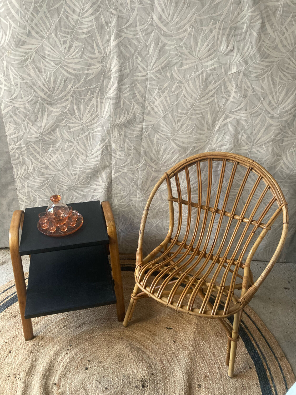 Rattan basket armchair