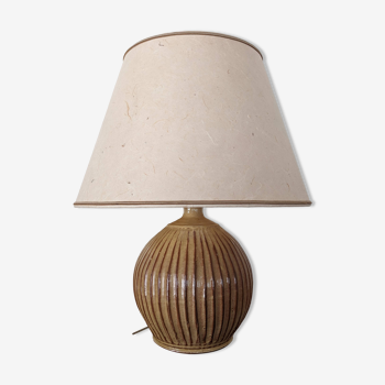 Pied de lampe en céramique artisanale vintage avec abat-jour en papier
