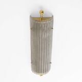 Pair of Art Deco Style Smoked Murano Glass and Brass Sconces