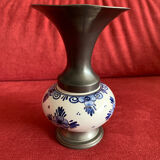 Delft vase porcelain and pewter