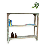Teak shelves with a green patina