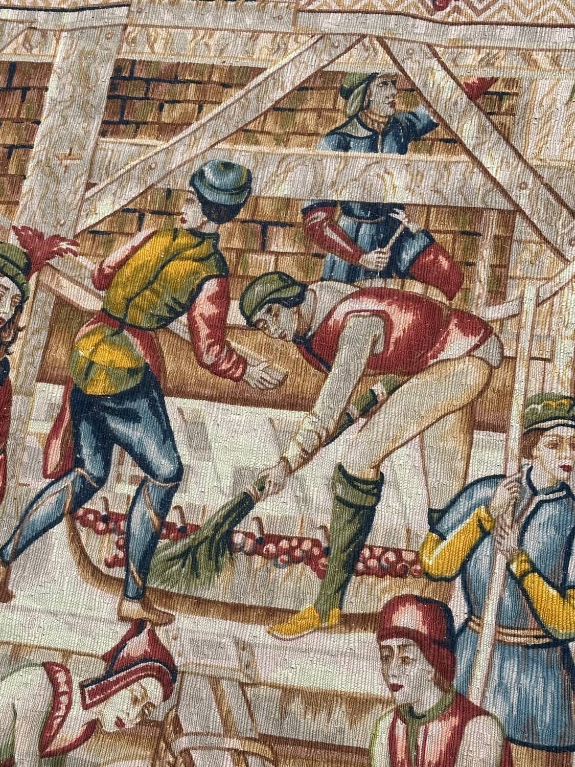 Tapisserie vintage sérigraphiée à la main "les vignerons"