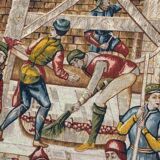 Tapisserie vintage sérigraphiée à la main "les vignerons"