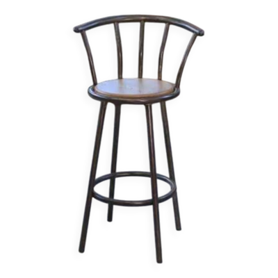 Tabouret industriel assise en chêne 1960’s