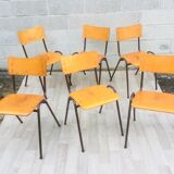 Set of 6 retro chairs in Vervoort wood
